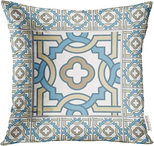 Amazon Com Golee Throw Pillow Cover Black Moroccan Floor Tiles