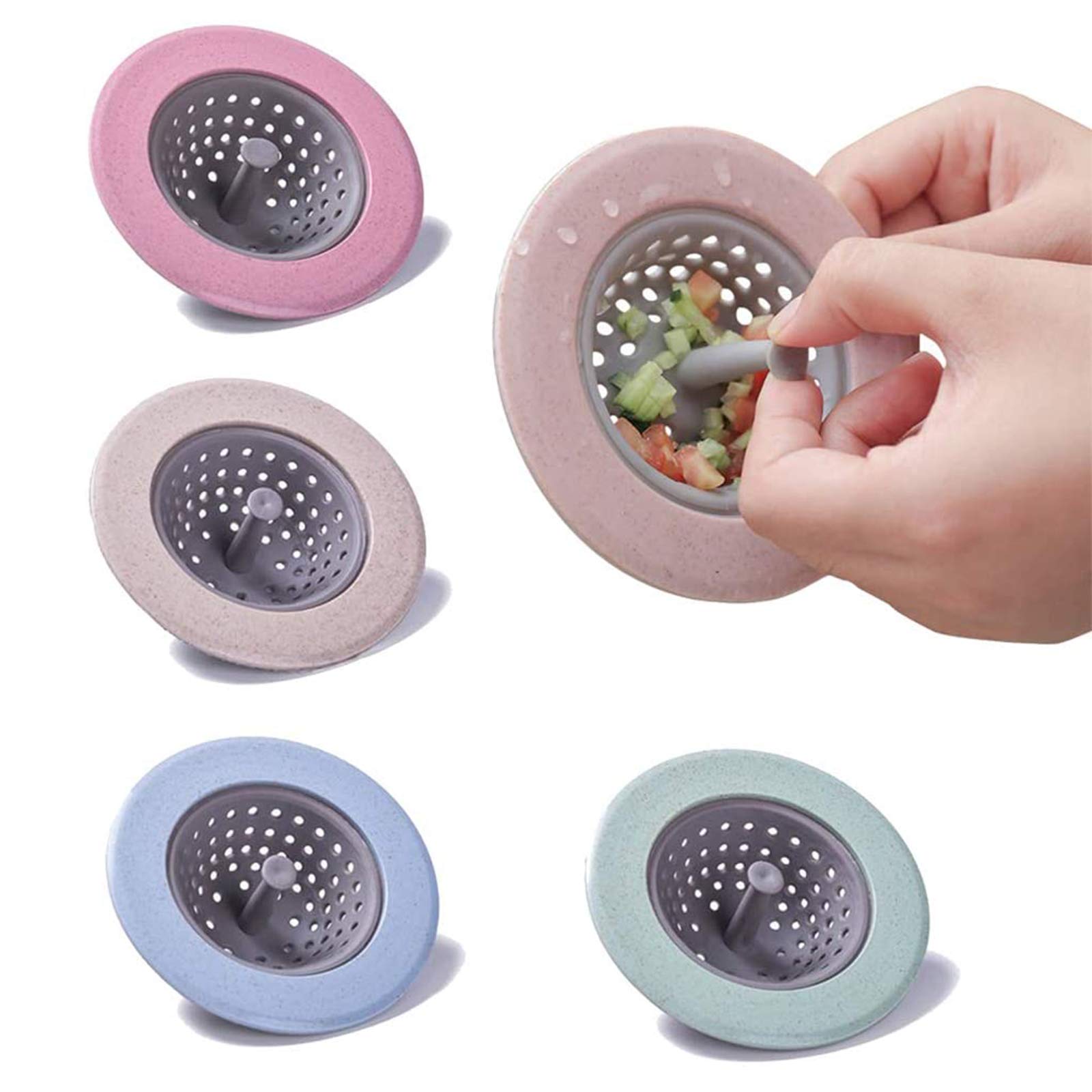 4 Pieces Sink Strainer, Kitchen Strainer, Mesh Silicone Sink Plug Sewer Anti-Blocking Filter, Silicone Drain Filters, Suitable for Kitchen Sink