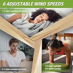 KAPOEFAN 52" Wood Ceiling Fan without Light with