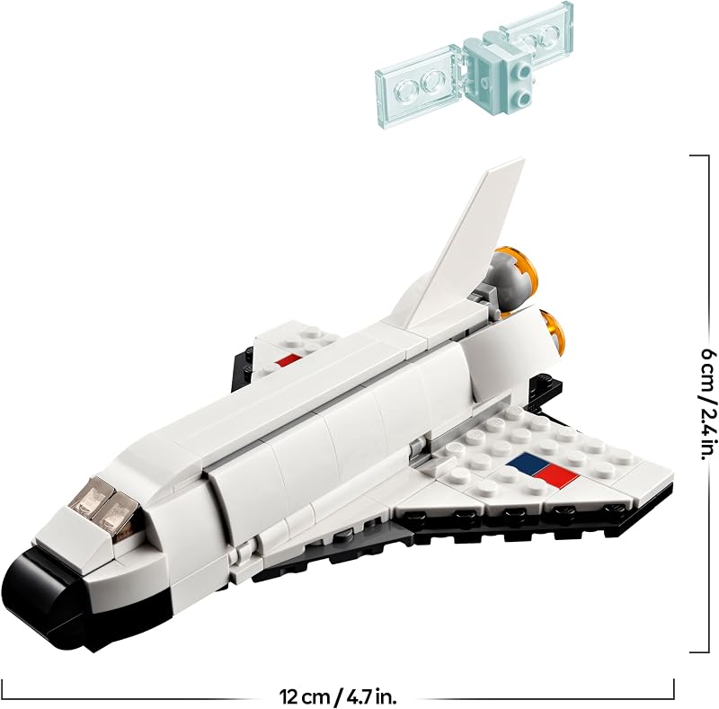 Lego creator 3 em 1 ônibus espacial, figura de astronauta ou navio de brinquedo, conjunto de construção para meninos e meninas de 6 anos ou mais, presente criativo para crianças 31134
