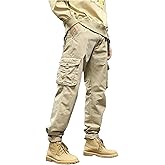 Vexalon Men's Hiking Cargo Pants Joggers Slim Fit Stretch Casual Cotton Work Thick Pants with Pockets Drawstring Waist