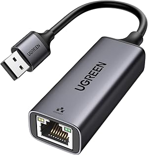 UGREEN LAN Adapter 1000 Mbps USB Ethernet Adapter USB auf RJ45 Netzwerkadapter Aluminium kompatibel mit Switch,Mi Box,Laptop unter Win 11/10/ 8.1/8, Mac OS, Linux（Schwarz-Type A）
