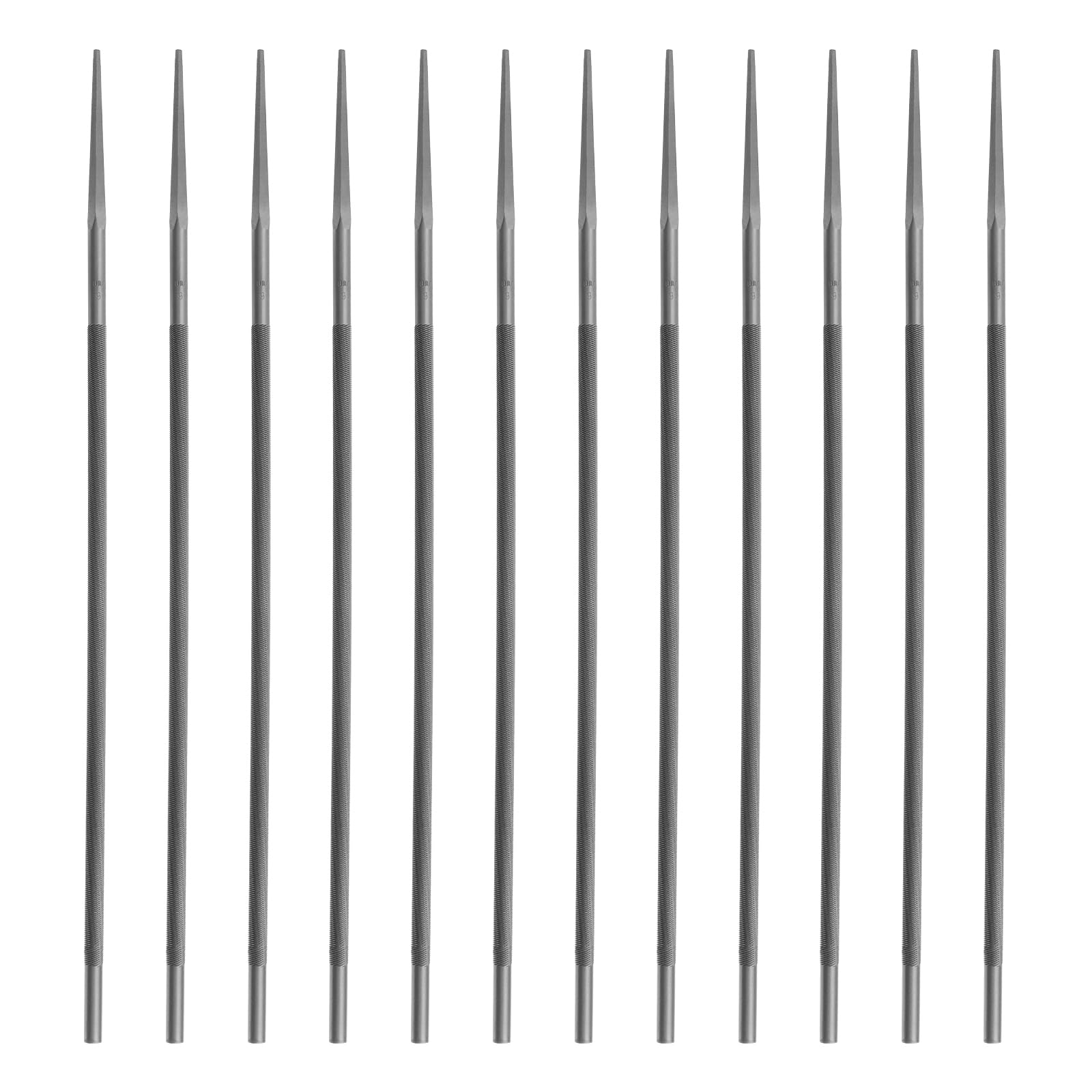 Be In Your Mind 12Pcs Round Chainsaw File Steel Chain Saw File Sharpener Accessories for 0.325 Medium Saws Chainsaw Sharpening File 4.8mmx200mm Silver