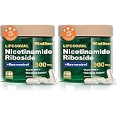 Windboss Liposomal NAD+ Supplement with Nicotinamide Riboside & Resveratrol, NAD Booster for Cellular Energy, Anti-Aging & Metabolism – NMN Alternative, NAD Supplement for Men & Women – 2pcs