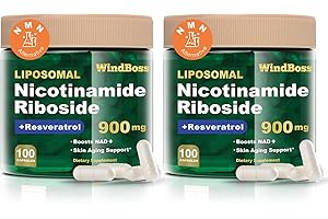 Windboss Liposomal NAD+ Supplement with Nicotinamide Riboside & Resveratrol, NAD Booster for Cellular Energy, Anti-Aging & Metabolism – NMN Alternative, NAD Supplement for Men & Women – 2pcs