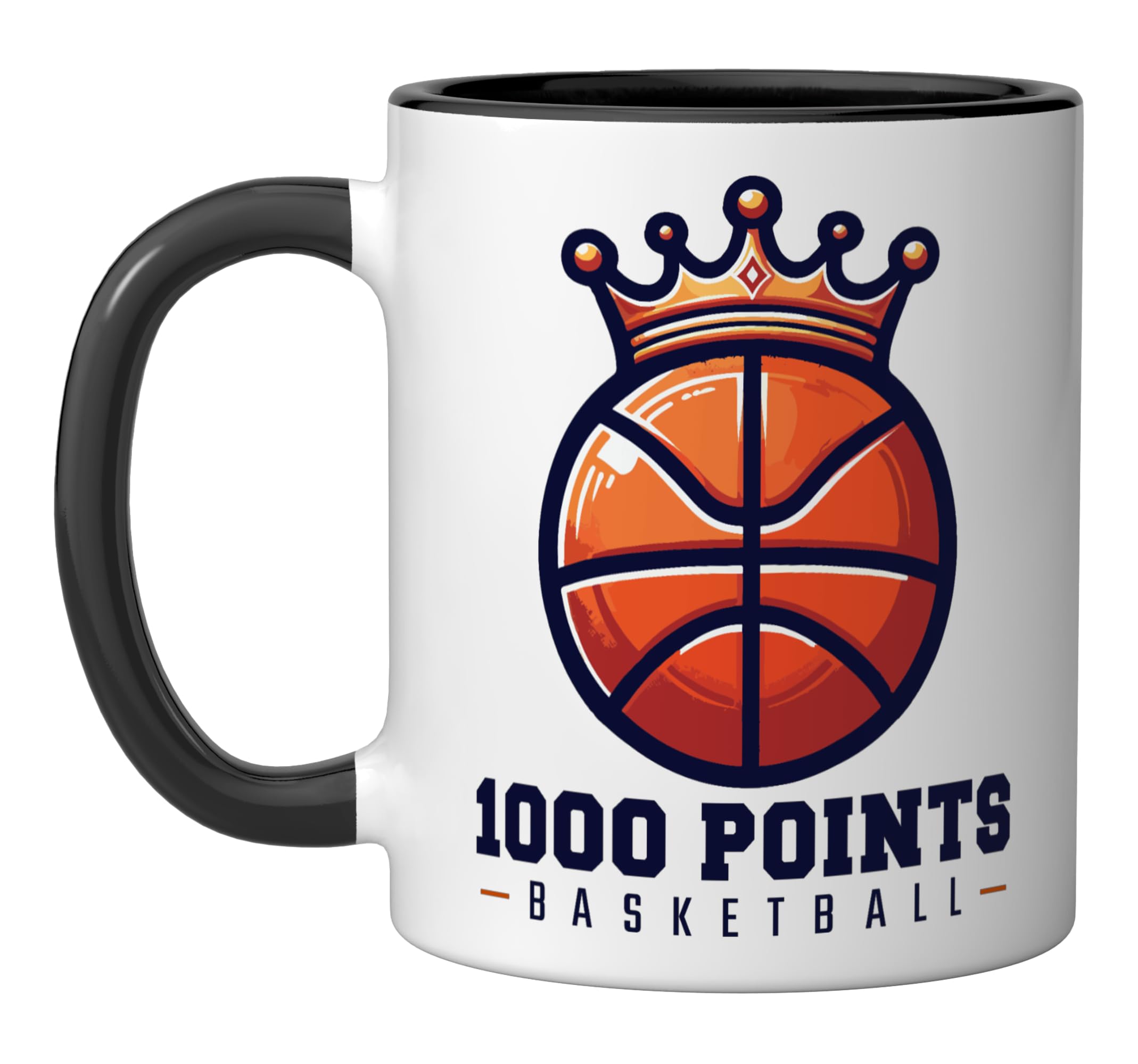Photo 1 of 1000 Points Basketball Scorer High School Basketball Player Ceramic Mug, Black/White