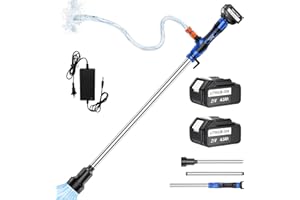 DEJUNPIOOL Cordless Stick Water Transfer Pump with 2x4000mAh 21V Batteries-45 Mins Long Battery Life, Compatible with Makita 18V Battery, 770GPH, 32FT Head, Battery Powered Water Pump with 3/4" Outlet 4.9ft Hose