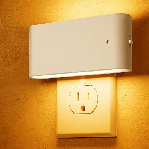 L LOHAS LED Night Light, 2 Pack Dimmable Modern LED Night Lights Plug into Wall,Dusk to Dawn Sensor Night Lights for Kid, 0-100LM 2000K Amber Nightlight for Hallway Bedroom Stairway