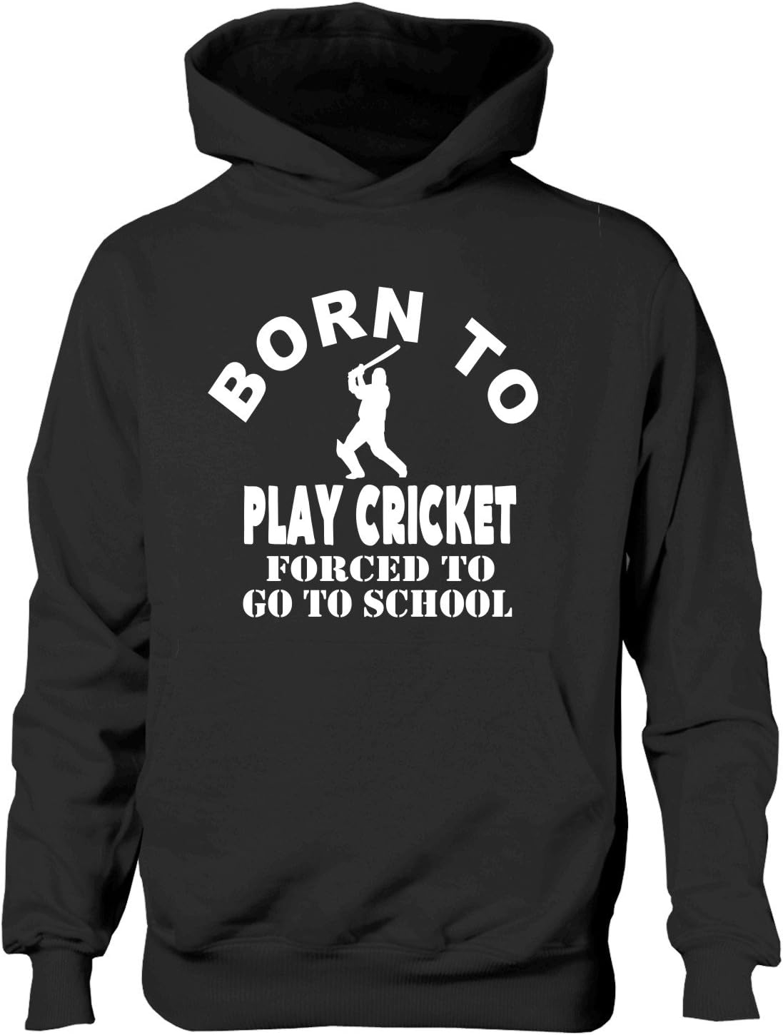 Print4UBorn To Play Cricket Sports Boys Kids Hoodie Age 12-13 Black