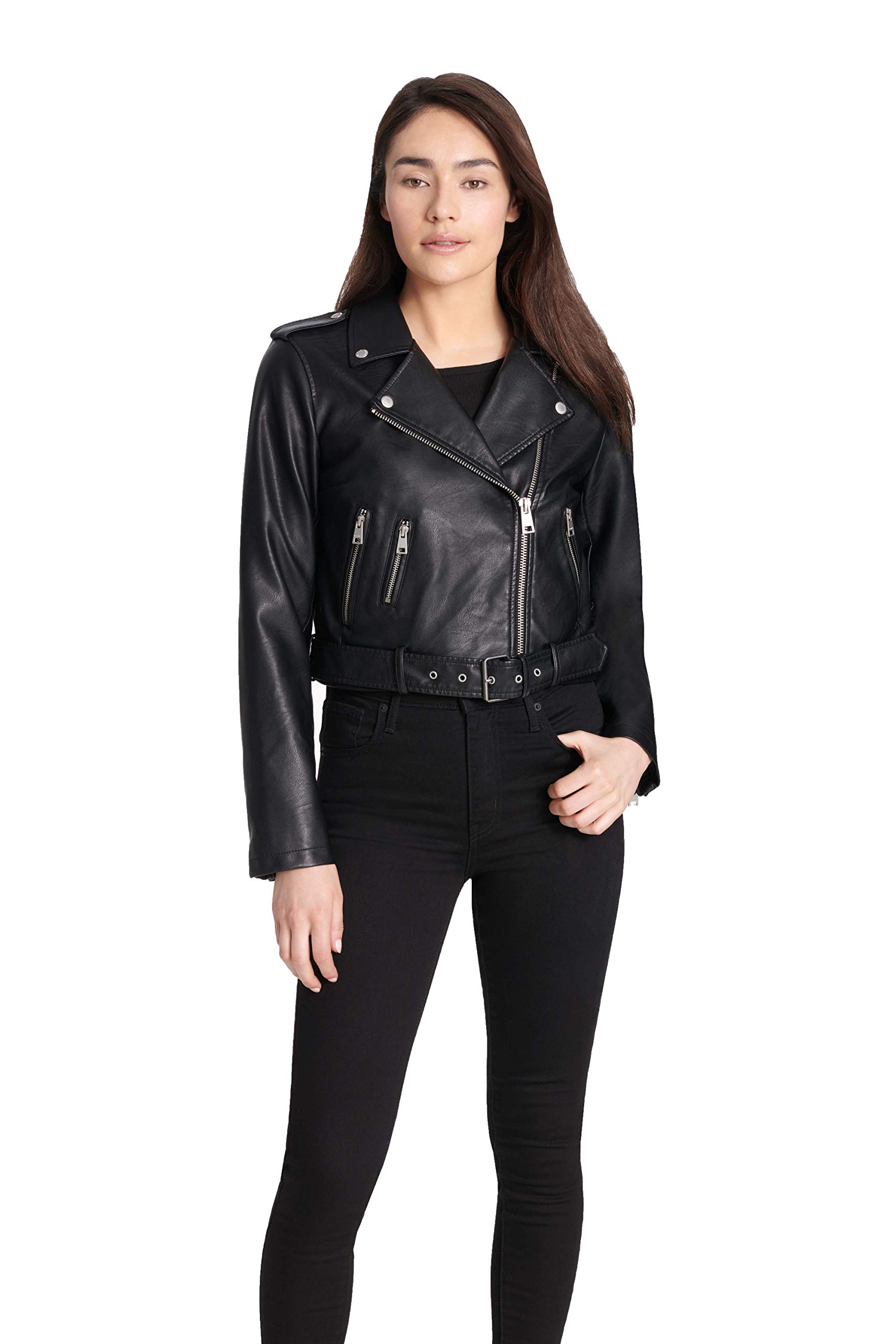 Levi's Women's Faux Leather Asymmetrical Belted Motorcycle Jacket (Regular and Plus Sizes 