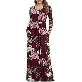 VIISHOW Women's Long Sleeve Loose Plain Maxi Dresses Casual Long Dresses with Pockets