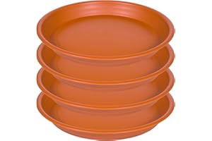 SAUCERHOME Plant Saucer 16 inch, 4 Pack 17 inch (16.8") Plastic Large Flower Planter Plant Pot Saucers and Drip Tray for Indoors Outdoors, Heavy Sturdy Durable Plant Plate Water Catcher (Terra Cotta)