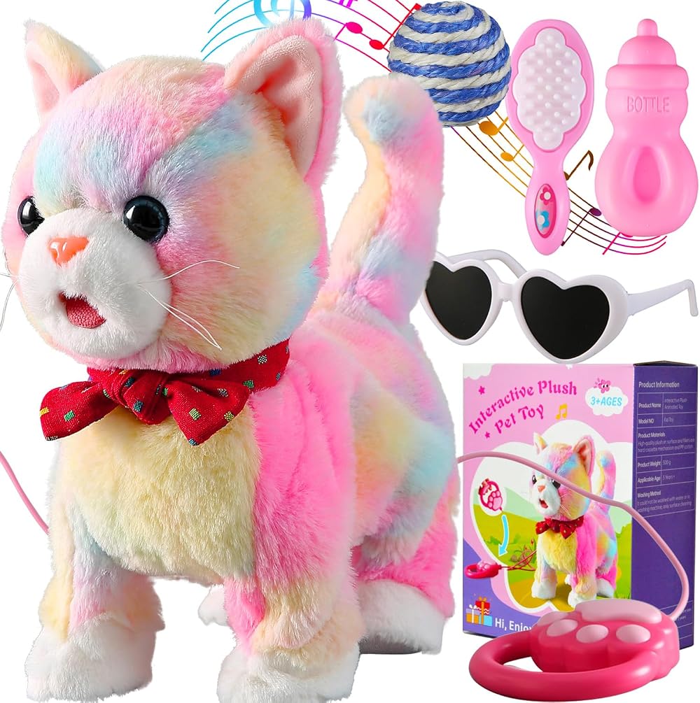 Marsjoy Interactive Walking Talking Cat Plush Toy Kids Singing Dancing