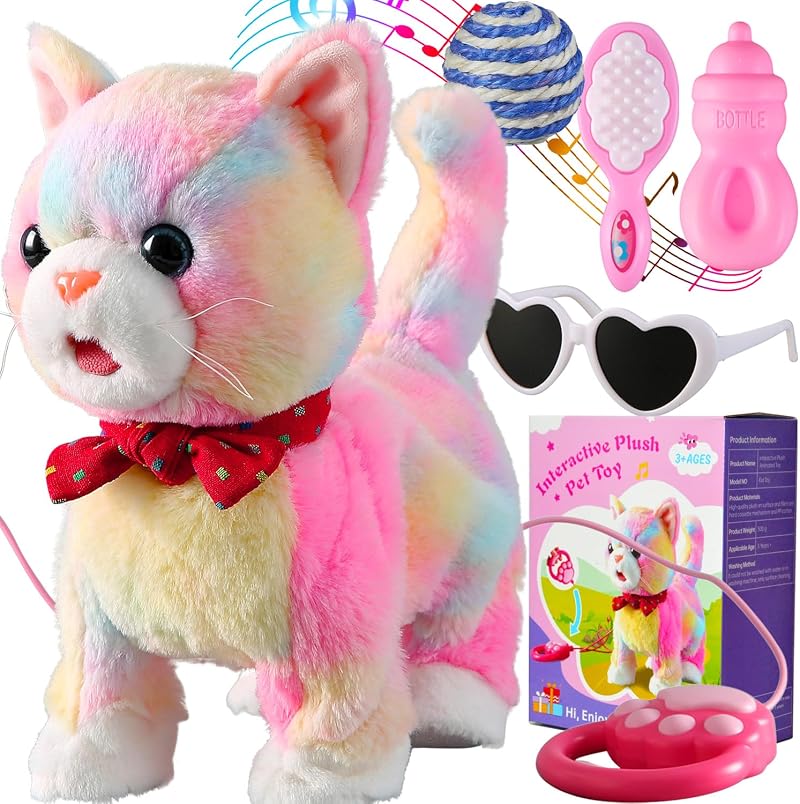 Marsjoy Interactive Walking Talking Cat Plush Toy Kids Singing Dancing