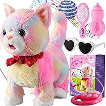 Amazon.com: Colorful Leash Walking Cat Set Interactive Talking Cat 