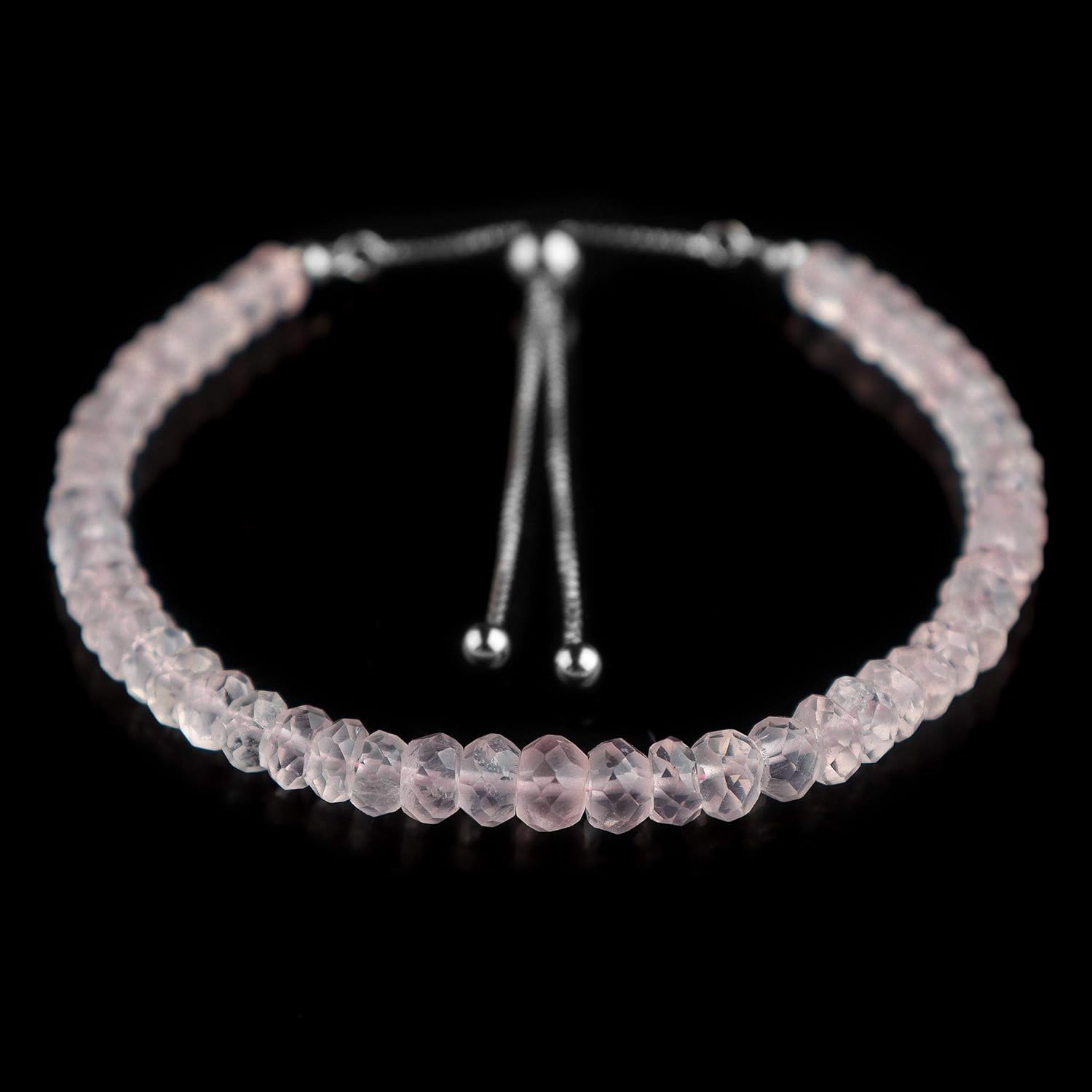 Natural Rose Quartz Gemstone Full Beaded Bracelet, Healing Crystals, Handmade