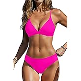 Yonique Womens Push Up Bikini Set - Two Piece Swimsuit V Neck Crisscross Back Bathing Suit 2025 Swimwear