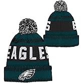 NFL Kids Youth 8-20 One Size Team Color Primary Logo Official Sports Tech Knit Cold Weather Football Pom Beanie Hat
