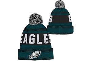 OUTERSTUFF NFL Kids Youth 8-20 One Size Team Color Primary Logo Official Sports Tech Knit Cold Weather Football Pom Beanie Hat