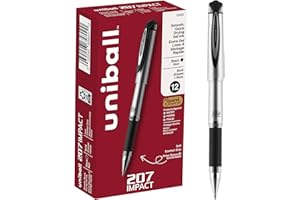 uni-ball® 207™ Impact™ Gel Pens, Bold Point, 1.0 mm, Black; Gray Barrel, Black Ink, Pack Of 12