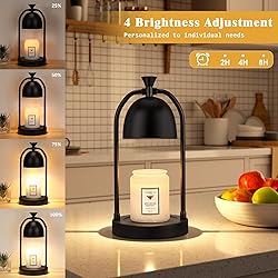 Black Candle Warmer Lamp with Timer,Dimmable Wax