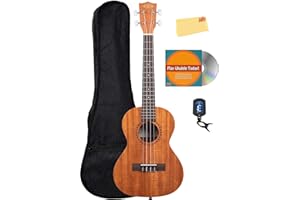 Kala KA-15T Satin Mahogany Tenor Ukulele Bundle with Gig Bag, Tuner, Austin Bazaar Instructional DVD, and Polishing Cloth