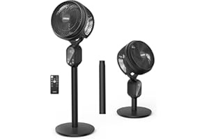 GRIDR Fan For Bedroom, Pedestal Fans 90°+90° Smart Oscillating, Standing Fans for Home 12 Speeds, 4 modes, 12H Timer, Quiet Floor Fan with DC Motor 20dB, 90ft for Room, 22-35'' Adjustable Height