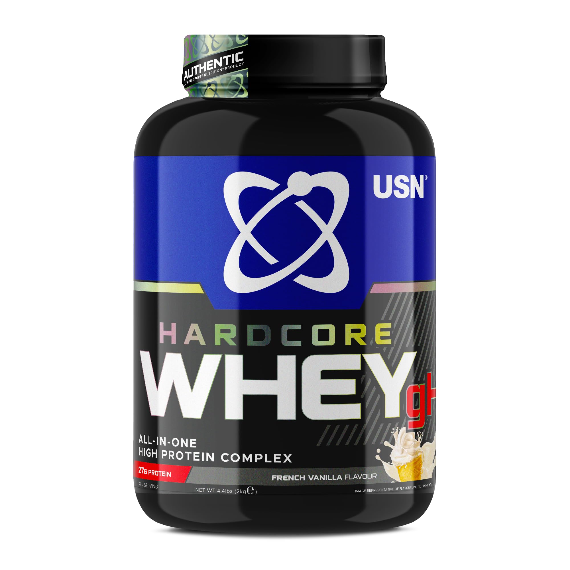 USN Hardcore Whey Protein Powder Vanilla 2 kg: All-in-One Protein With Creatine Monohydrate, Glycine and Tribulus for Performance Workouts & Lean Muscle Growth