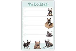 DAILY RITMO French Bulldog Puppies Sticky to Do List Notepad - Kawaii Dog Sticky Notes Stationary School Supplies for Frenchie Mom | French Bulldog Gifts for Frenchie Lovers | 4" x 6" 50 Pages