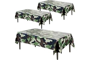AnapoliZ Army Plastic Tablecloth | 3 Pcs Pack (54” Inch Wide x 102” Inch Long) | Rectangular Camouflage Table Cover | Military Party Table Decorations | Camo Party Plastic Table Cover