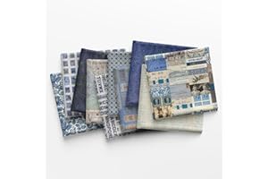 LILY BELLA FABRICS Eclectic Elements Palette: Indigo Fat Eighth Bundle (10 Pieces) by Tim Holtz for FreeSpirit