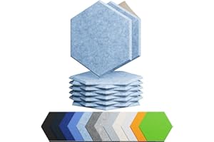 Amantech 12 Pack Acoustic Panels Self Adhesive Sound Proof Foam, High Density Sound Acoustic Foam Panel, 12X10.23X0.4 Inch Hexagon Wall Panels in Home,Office,Reccording Room,Studio(Light Sky Blue)