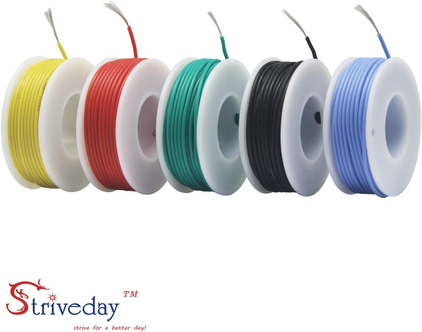 Striveday 30 AWG Flexible Silicone Wire Electric wire 30 gauge Coper Hook Up Wire 300V Cables electronic stranded wire cable electrics DIY BOX-1 - - 