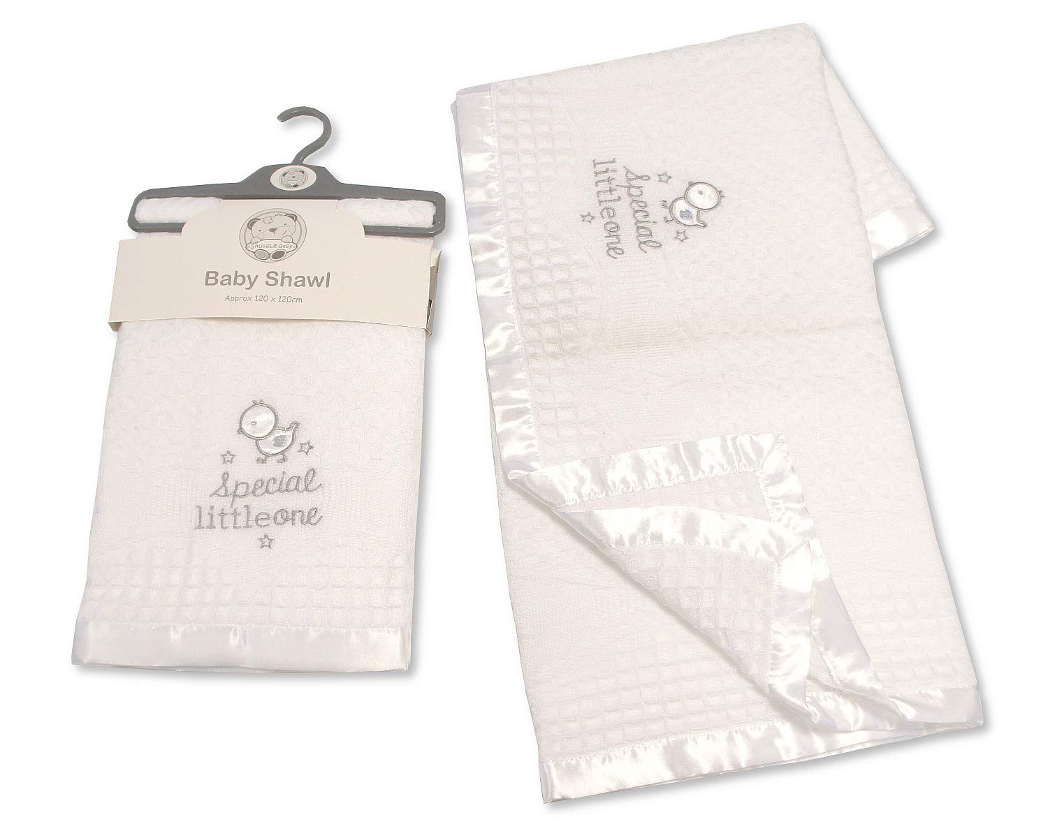 Baby Christening Shawl Satin Trim Special Little One 120 x 120 cm 089