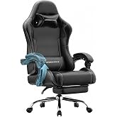 Dowinx Ergonomic Gaming Chair with Footrest &amp; Massage Lumbar, 2D-Linkage Armrests for Computer Chair 330lbs with Headrest Pillow for Office, Home, Streaming and Long Gaming Sessions, Black