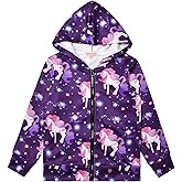 Girls Hoodie Unicorn Jacket Zip Up Sweatshirt Clothes with Pockets