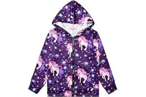 QPANCY Girls Hoodie Unicorn Jacket Zip Up Sweatshirt Clothes with Pockets