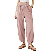 Xiaoxuemeng Womens Baggy Wide Leg Pants Casual Elastic Waisted Palazzo Harem Pants with Pockets