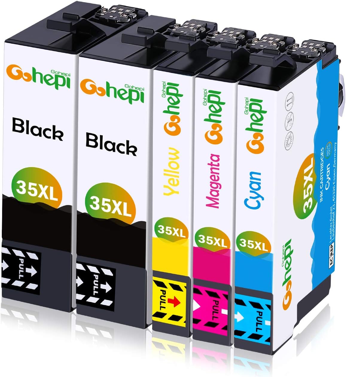 Gohepi Replacement for Epson 35 35XL Ink Cartridges for Epson Workforce Pro WF-4720DWF WF-4725DWF WF-4730DTWF WF-4740DTWF, WF-4720 WF-4725 WF-4730 WF-4740 (2 Black, 1 Cyan, 1 Yellow, 1 Magenta)