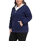 MoFiz Womens Plus Size Fleece Zip Up Hoodie Jacket Sherpa Lined Warm Coat Hooded Sweatshirts