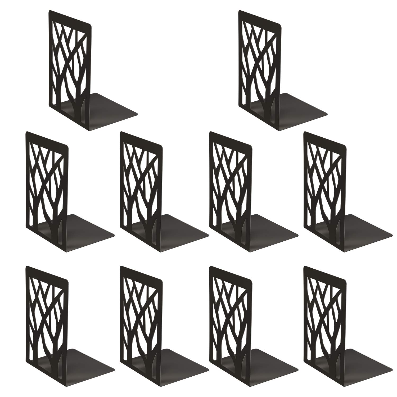 5 Pairs Book Ends, MSDADA Desk Bookends Heavy Duty, Book Ends Holder for Shelves, Metal Bookends for Office&School, Book Shelf Holder Home Decorative, Bookend Supports, Book Stoppers(Black)