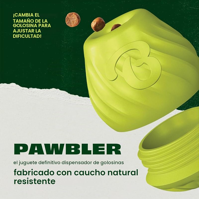 Pawbler - Juguete Interactivo de Goma Natural para Perros con dispensador de golosinas y croquetas, Ideal para el aburrimiento