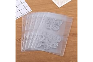 BAOFALI 10 Pack A5 Size Plastic Binder Pockets,6 Holes Waterproof PVC Folders Loose Leaf Bag forBudgeting Loose Leaf Bags Planner Insert Pouches Photo,Document, Stamp & Die Storage Bills Organizer