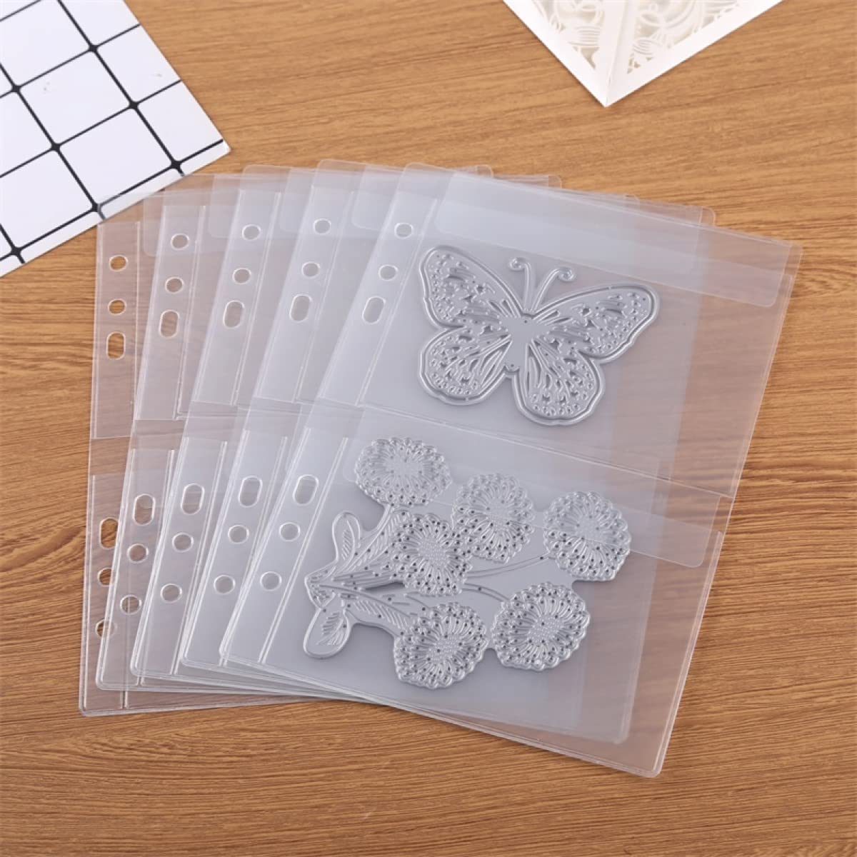 Photo 1 of BAOFALI 10 Pack A5 Size Plastic Binder Pockets,6 Holes Waterproof PVC Folders Loose Leaf Bag forBudgeting Loose Leaf Bags Planner Insert Pouches Photo,Document, Stamp & Die Storage Bills Organizer