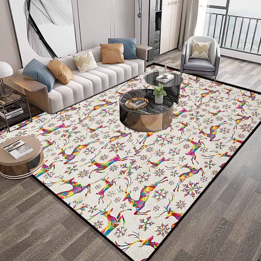 Deer Bedroom Area Rugs Carpet 6X9 Feet, Christmas Themed