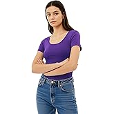 Emmalise Women's Short Sleeve Tshirt Scoop Neck Tee Shirt (2XL, Purple)