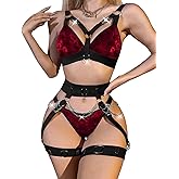 Lilosy Sexy Chain Strappy Garter Belt Women Lingerie Set Rave Outfits