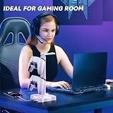 KDD Gaming Headphone Stand Rotatable w 9 Light Modes Controller Holder 2 USB view 7