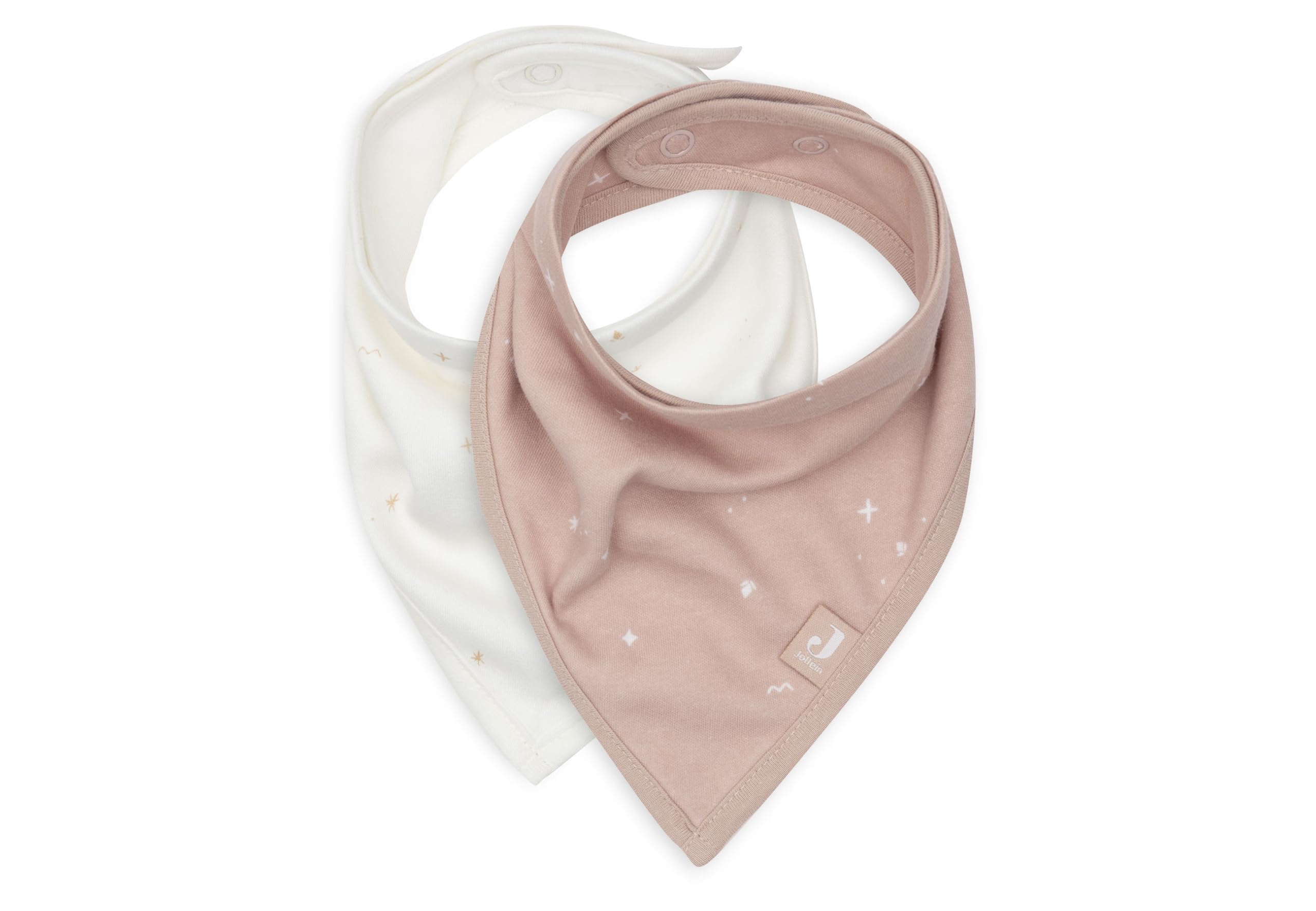 Jollein Drool Bib Baby - Bandana - Twinkling, Wild Rose - Pack of 2 - 100% Cotton - Velcro Fastening - Baby Bib