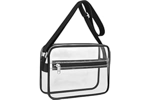 BAGENIUS Clear Crossbody Messenger Shoulder Bag for Stadium Events, Clear Purse for Work Travel Concert and Sport Events